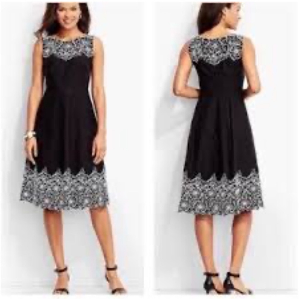 ๐ช Talbots Embroidered Lace Latin Mexican Inspired Fit & Flare Dress Size 16 - Picture 2 of 10